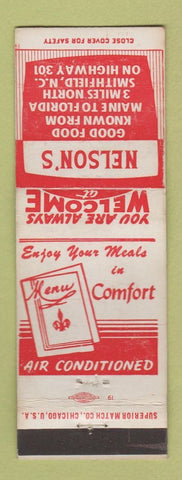 Matchbook Cover - Nelson's Restaurant Smithfield NC WEAR