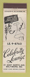 Matchbook Cover - Celebrity Lounge Baltimore MD