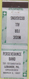 Matchbook Cover - Perseverance Band Lebanon OR