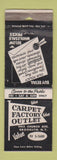 Matchbook Cover - Carpet Factor Outlet Brooklyn NY WORN