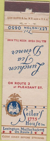 Matchbook Cover - Seiler's House Lexington MA