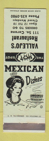 Matchbook Cover - Vallejo's Restaurant Mexican girlie