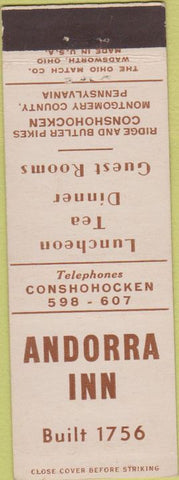 Matchbook Cover - Andorra Inn Conshohocken PA