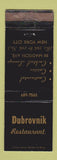 Matchbook Cover - Dubrovink Restaurant New York City WEAR