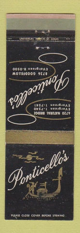 Matchbook Cover - Ponticello's Restaurant St Louis MO WEAR