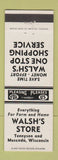 Matchbook Cover - Walsh's Shore Tennyson Muscoda WI WHITE