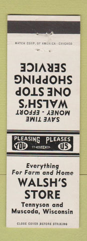 Matchbook Cover - Walsh's Shore Tennyson Muscoda WI WHITE