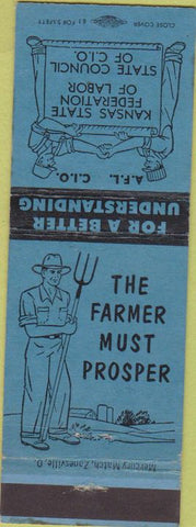 Matchbook Cover - Kansas State Labor Counsil farmer agriculture union