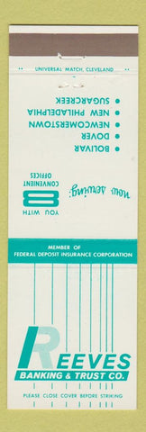 Matchbook Cover - Reeves Bank Trust Bolivar Dover New Philadelphia OH