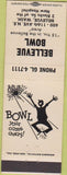 Matchbook Cover - Bellevue Bowling WA white