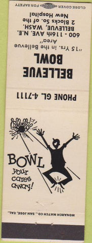 Matchbook Cover - Bellevue Bowling WA white