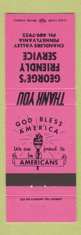 Matchbook Cover - George's Friendly Service Chandlers Valley PA