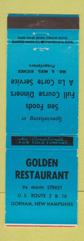 Matchbook Cover - Golden Restaurant Gorham NH