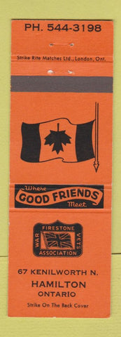 Matchbook Cover - Firestone War Vets Association Hamilton ON