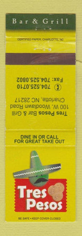 Matchbook Cover - Tres Pesos Charlotte NC