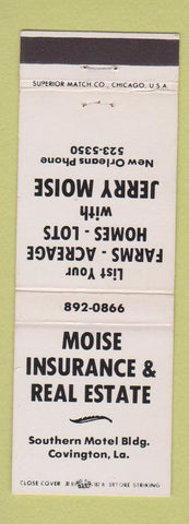 Matchbook Cover - Moise Insurance Real Estate Covington LA