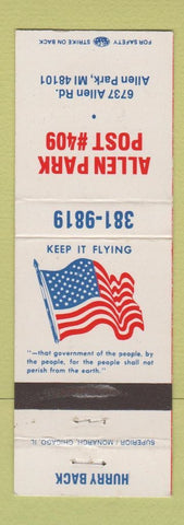 Matchbook Cover - Allen Park Post 409 VFW? Allen Park MI