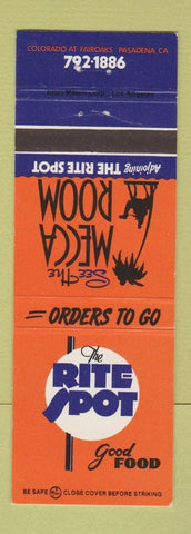 Matchbook Cover - Rite Spot Restaurant Mecca Room Pasadena CA