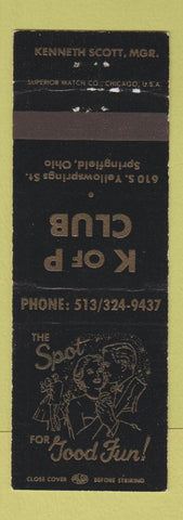 Matchbook Cover - K of P Club Springfield OH