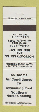 Matchbook Cover - Nottoway Motel Restaurant Warfield VA