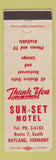 Matchbook Cover - Sun Set Motel Rutland VT