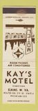 Matchbook Cover - Kay's Motel Elkins WV WEAR
