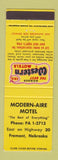 Matchbook Cover - Modern Aire Motel Fremont NE Best Western
