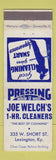 Matchbook Cover - Joe Welch's Cleaners Lexington KY