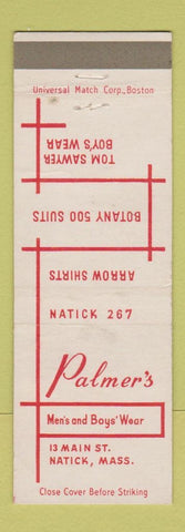 Matchbook Cover - Palmer's Men's Clothes Natick MA