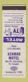 Matchbook Cover - Kenmar Motel Newburg PA