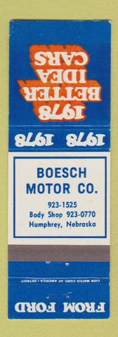 Matchbook Cover - 1978 Ford Boesch Humphrey NE WEAR