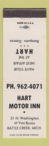 Matchbook Cover - Hart Motor Inn Battle Creek MI