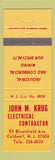 Matchbook Cover - John M Krug Electrical Contractor Caldwell NJ