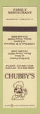 Matchbook Cover - Chubby's Restaurant Plano Dallas TX