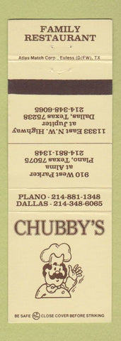 Matchbook Cover - Chubby's Restaurant Plano Dallas TX