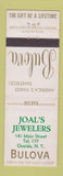 Matchbook Cover - Bulova Watches Joal's Jewelers Oneida NY