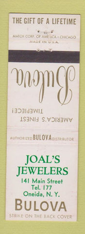 Matchbook Cover - Bulova Watches Joal's Jewelers Oneida NY