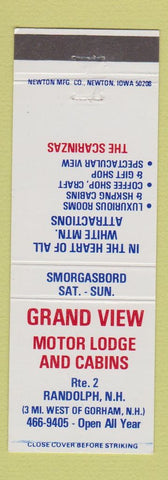 Matchbook Cover - Grand View Motor Lodge Cabins Randolph NH