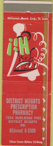 Matchbook Cover - District Heights Pharmacy District Heights MD