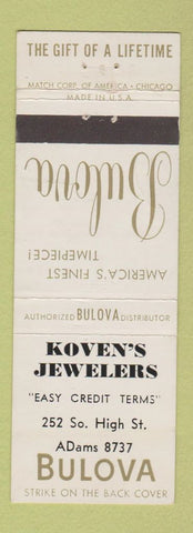 Matchbook Cover - Bulova Watches Koven's Jewelers