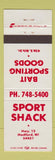 Matchbook Cover - Sport Shack Bait Sporting Goods Medford WI