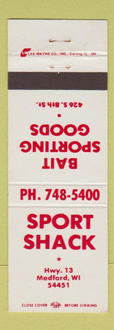 Matchbook Cover - Sport Shack Bait Sporting Goods Medford WI