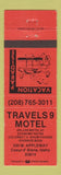 Matchbook Cover - Travels 9 Motel Coeur D Alene ID