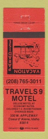 Matchbook Cover - Travels 9 Motel Coeur D Alene ID