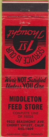 Matchbook Cover - Middleton Feed Store Cherry Valley cA