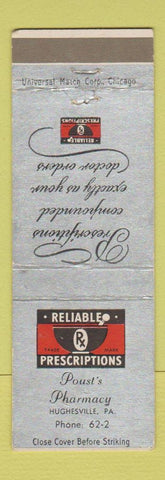 Matchbook Cover - Poust's Drug Store Hughesville PA WEAR