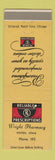 Matchbook Cover - Wright Pharmacy Drug Store Vinton IA low phone #