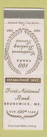 Matchbook Cover - First National Bank Brunswick ME 1957 WEAR