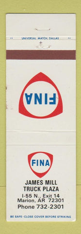 Matchbook Cover - Fina oil gas James Mill Truck Stop Marion AR