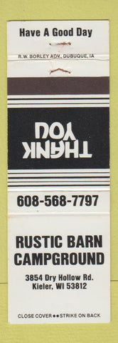 Matchbook Cover - Rustic Barn Campground Kieler WI